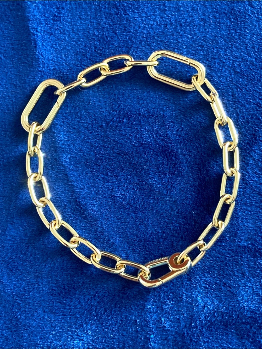 Pandora Gold Paperclip Chain Bracelet - Polished Gold Links - Picture 2 of 3